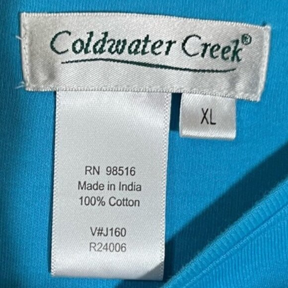 NWOT Coldwater Creek Blue Long Sleeve Crewneck Tee 100% Cotton - Picture 5 of 6